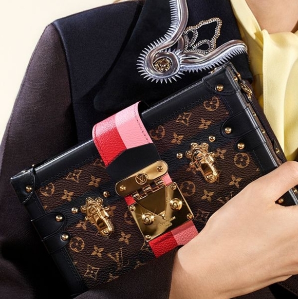 Rare! Louis Vuitton Petite Malle Handbag Limited Edition Stripes Monogram Canvas - Picture 6 of 16